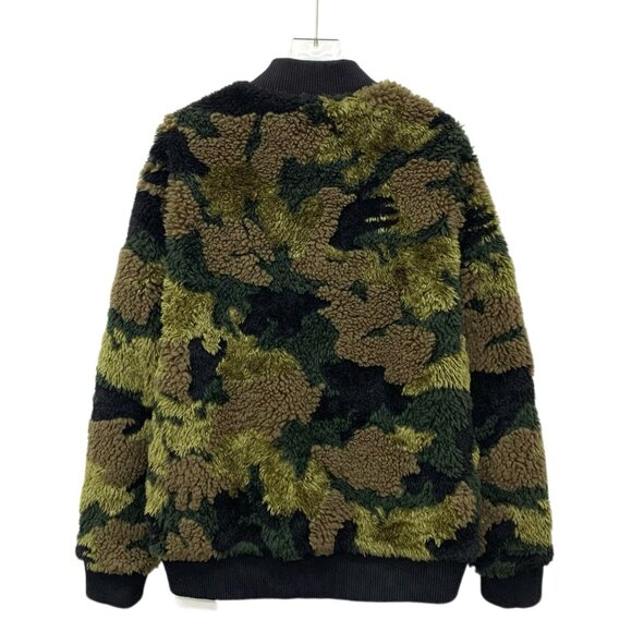 LV camouflage teddy stand-collar zip-up long-sleeve jacket - Picture 2 of 7